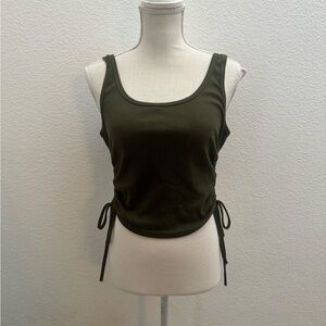 Green Fitted Tank Top with Tie Sides